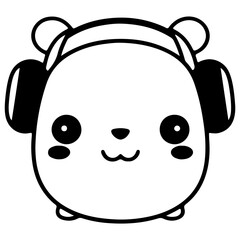 Cute bear outline vector illustration,with music character 