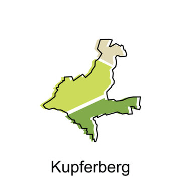 map of Kupferberg vector design template, national borders and important cities illustration