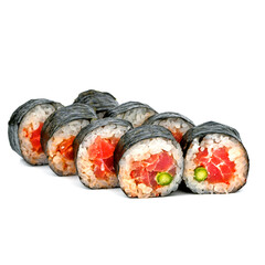 Rolls with tuna on a white background