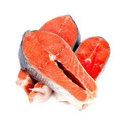 Trout steak on white background