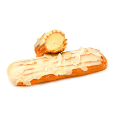 Eclair almond gluten free isolated on white background