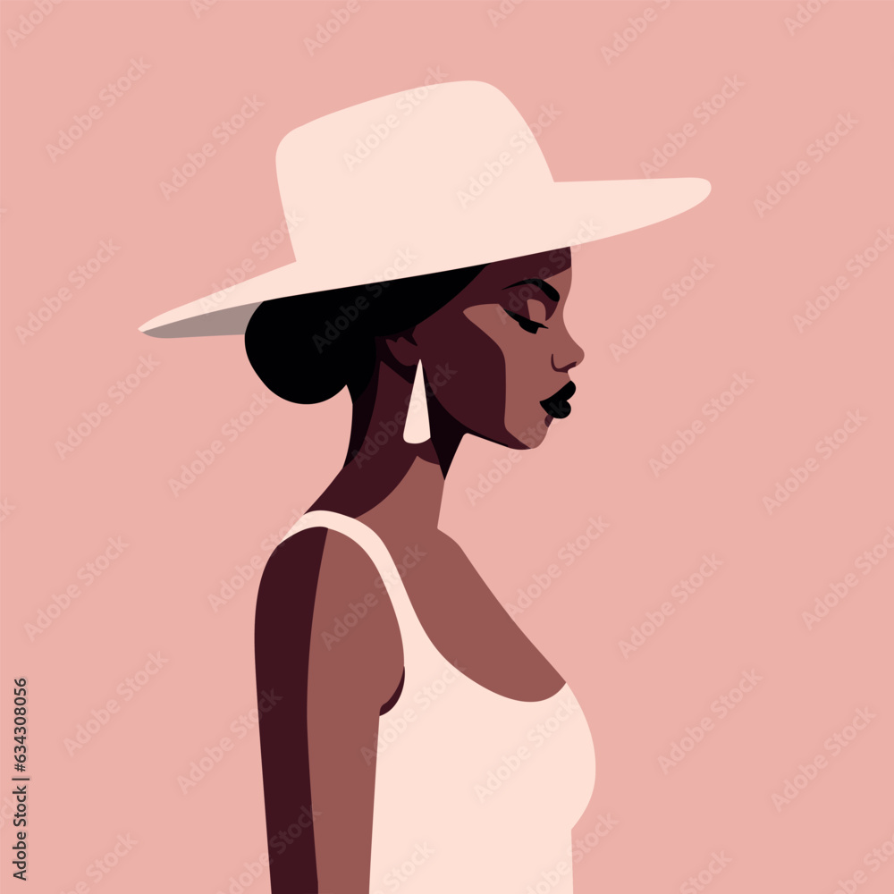 Wall mural Black woman modern icon avatar. African woman design. Abstract contemporary poster. Wall art design. Vector stock	
