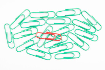 Top view of paperclip isolated on white background