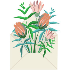 Postal envelope with flowers.