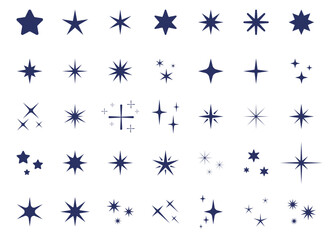 Sparkle Star Icon Set. Different forms of stars, constellations, galaxies. Sparkles and Stars Set Collection. Sparkling star icon set