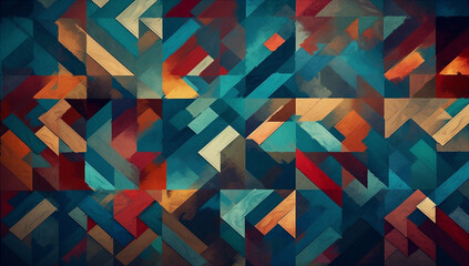 Colorful triangular Blocks Wall Background. Generative AI