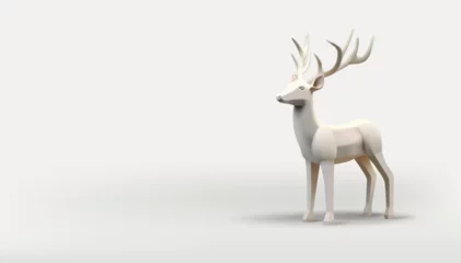 Deurstickers Polygonal 3d render illustration of reindeer or Stag Christmas animal, white realistic stylised festive animal © marynaionova
