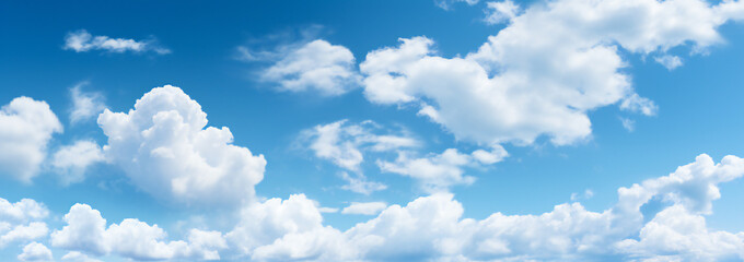 Naklejka na ściany i meble Blue sky with clouds, blue background with white clouds