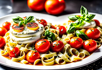 A pasta dish that combines taste and creativity.(Generative AI)