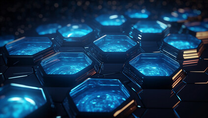 Obraz premium Colorful hexagon Blocks Wall Background. Generative AI