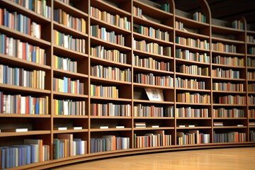 Captivating Circular Bookshelf: Unique Design in a Public Library
 Generative AI