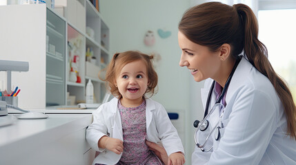 beautiful young daughter at the pediatrician's office