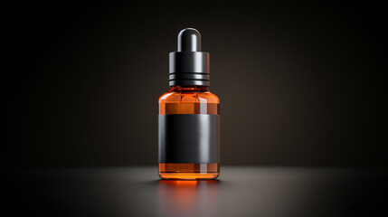 logo mockup small drop bottle 10ml with a blank label for product presentation and display in studio