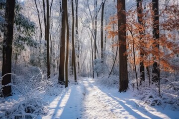 Naklejka premium Snowy Forest Trail