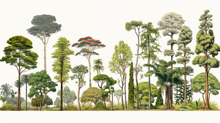 green forest with tropical trees, green ecological background poster