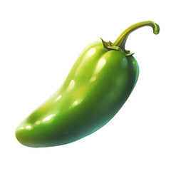 Green hot chili pepper isolated on a transparent background, PNG Green hot natural chili pepper pod realistic image, generative ai