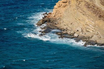 Obraz premium Aerial view of Yıldızköy (Arcadia) beach on a windy day in Gökçeada, Çanakkale. Imbros island
