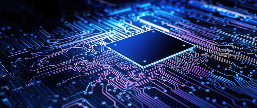 光る集積回路のイメージ、生成AI