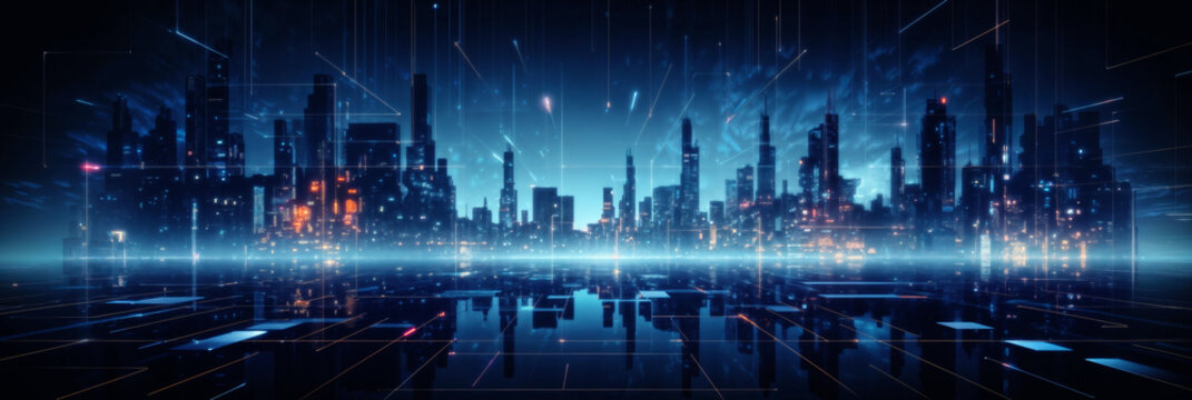 テクノロジーと夜の都市、生成AI