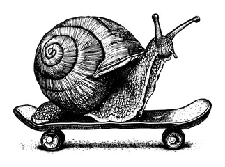 snail on a skateboard illustration © Satoru Sketches