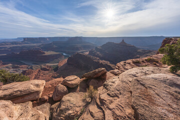 sunset at dead horse point in dead horse point state park, utah, usa