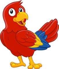 A parrot red macaw bird cute happy cartoon wildlife mascot