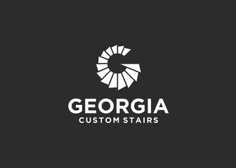 initial g with stairs logo design vector silhouette illustration