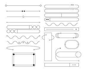 Minimalist Line Frames, Square Geometric Borders set, vector corners and lines decoration