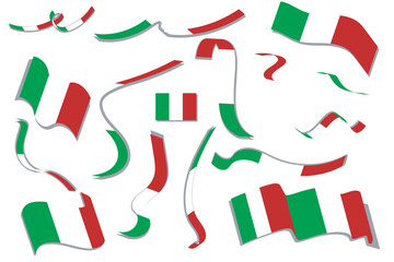 Vector set flag and Ribbon Italy