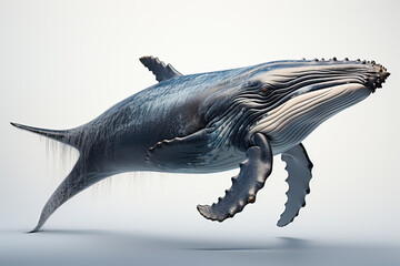 whale  isolated on white background Generative AI