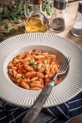 Cavatelli pasta with fresh tomato sauce.
