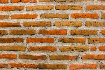 Brick wall. Old vintage brick wall pattern. Red brick wall panoramic background.
