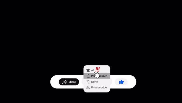 New Like Subscribe Bell Share Button Animation on Transparent Background in 4k Resolution