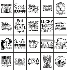 Fishing bundle t-shirt design for weekend forecast fishing with a chance of drinking quote vector design template.