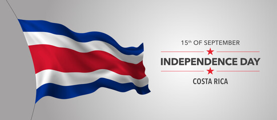 Costa Rica happy independence day greeting card, banner with template text vector illustration