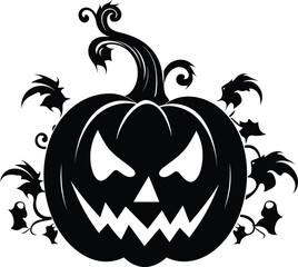 Halloween pumpkin illustration isolated on white background for t-shirt 