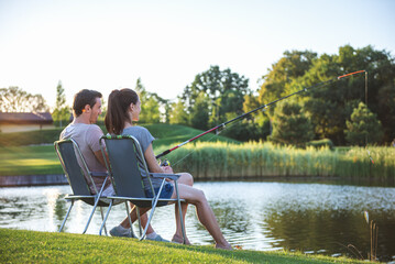 Couple catching fish