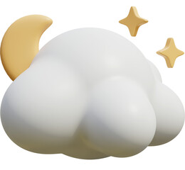 weather 3d icon Star Moon night cloud Transparency Background