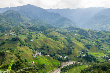 Naklejka na ściany i meble countryside view of sapa valley, vietnam