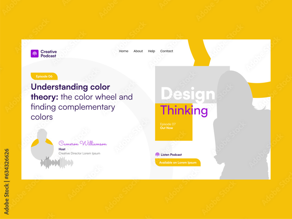Wall mural circle yellow podcast landing page ui kit template, a user-friendly design crafted for your podcast 