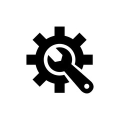 Obraz premium Wrench and Gear cogwheel icon vector illustration
