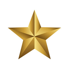 3D metal star isolated on white vector illustration