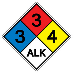NFPA Diamond 704 3-3-4 ALK Symbol Sign, Vector Illustration, Isolate On White Background Label. EPS10