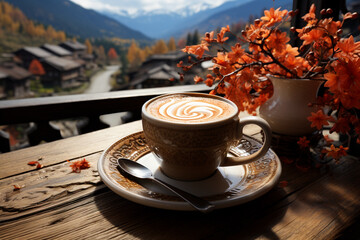 atmospheric cozy cafe ,coffee time,autumn season