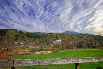 autumn landscape with mountains and trees