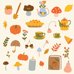 big cute set of fall things
