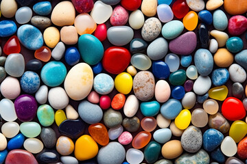 Fototapeta na wymiar Beautiful colorful pebbles and stones suitable for background material are sea texture images.