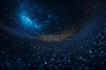 person in the night sky, A mesmerizing dark blue abstract background comes alive with the ethereal glow of particles