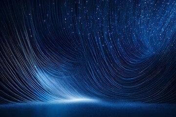 person in the night sky, A mesmerizing dark blue abstract background comes alive with the ethereal glow of particles