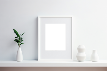 Frame mockup for a photo with white wood in a minimalist interior